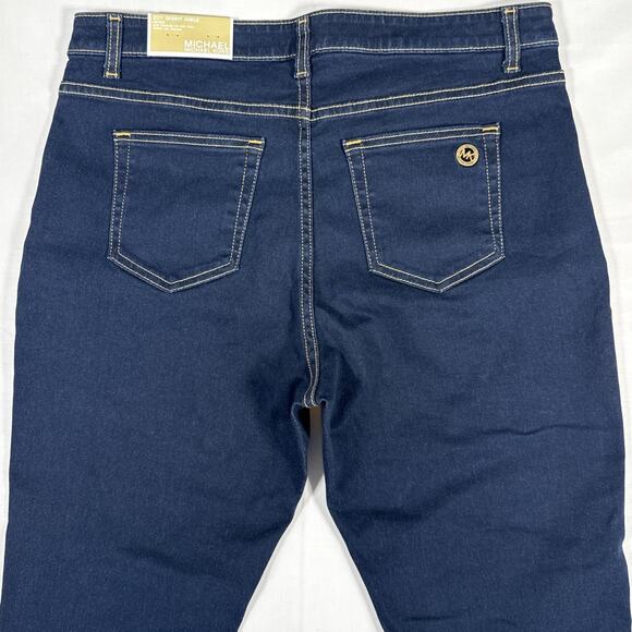 Michael Kors Womens Izzy Skinny Ankle Mid Rise Stretch Dark Rinse Crop Jeans S14 - Picture 6 of 7